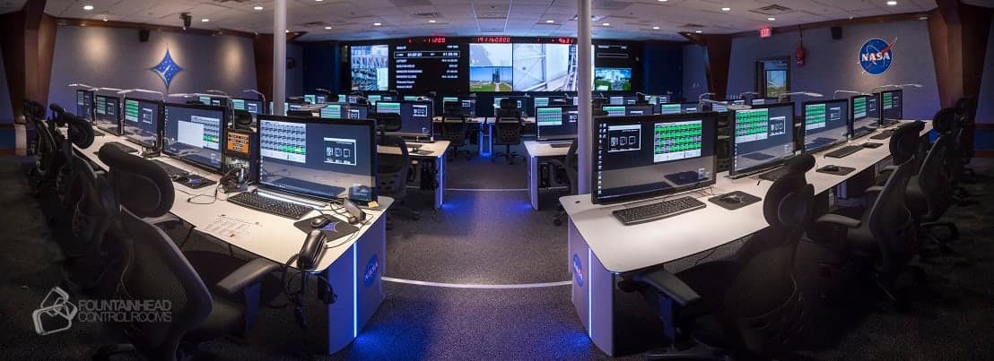 NASA mission control room installation