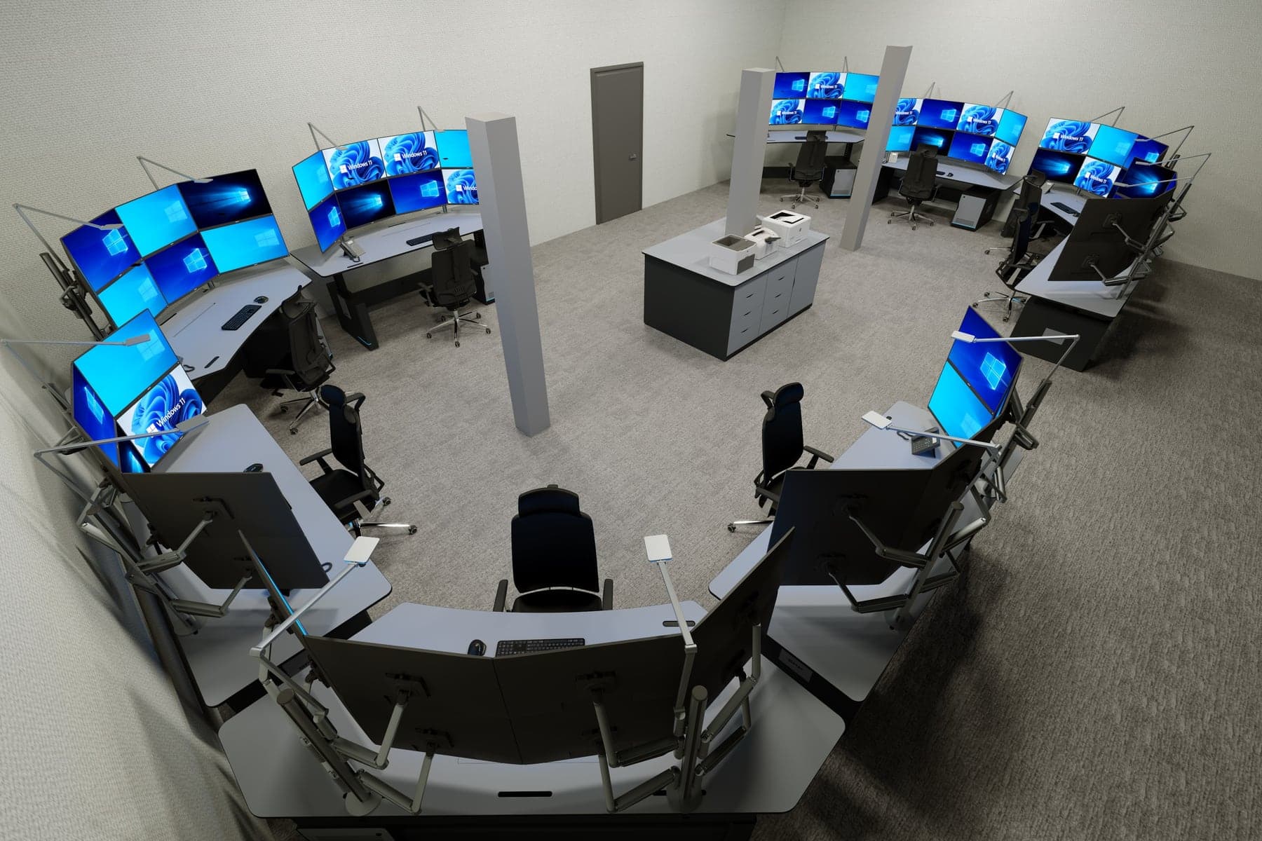 Milliken control room console row