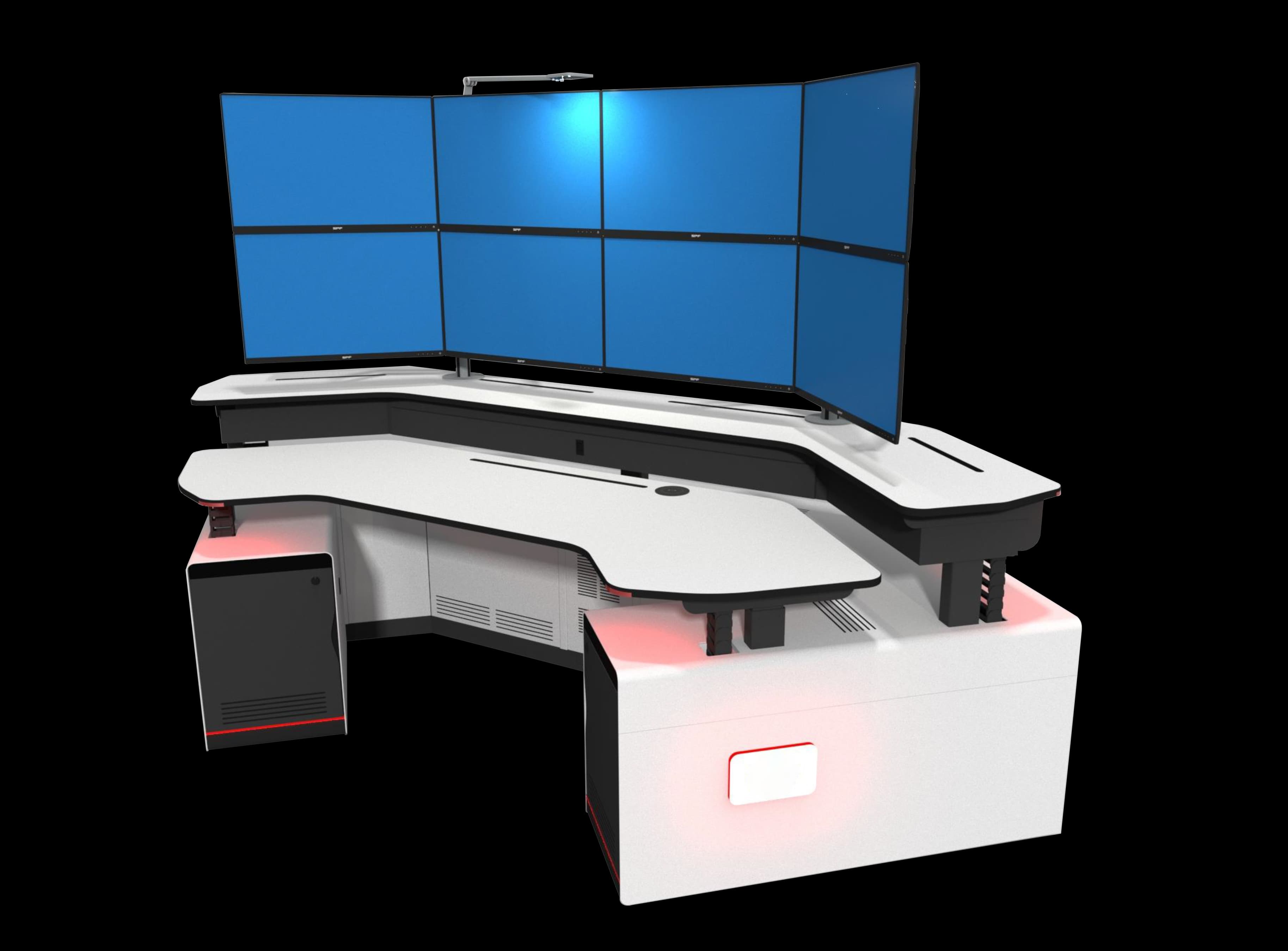 Dual surface dispatch console on black background