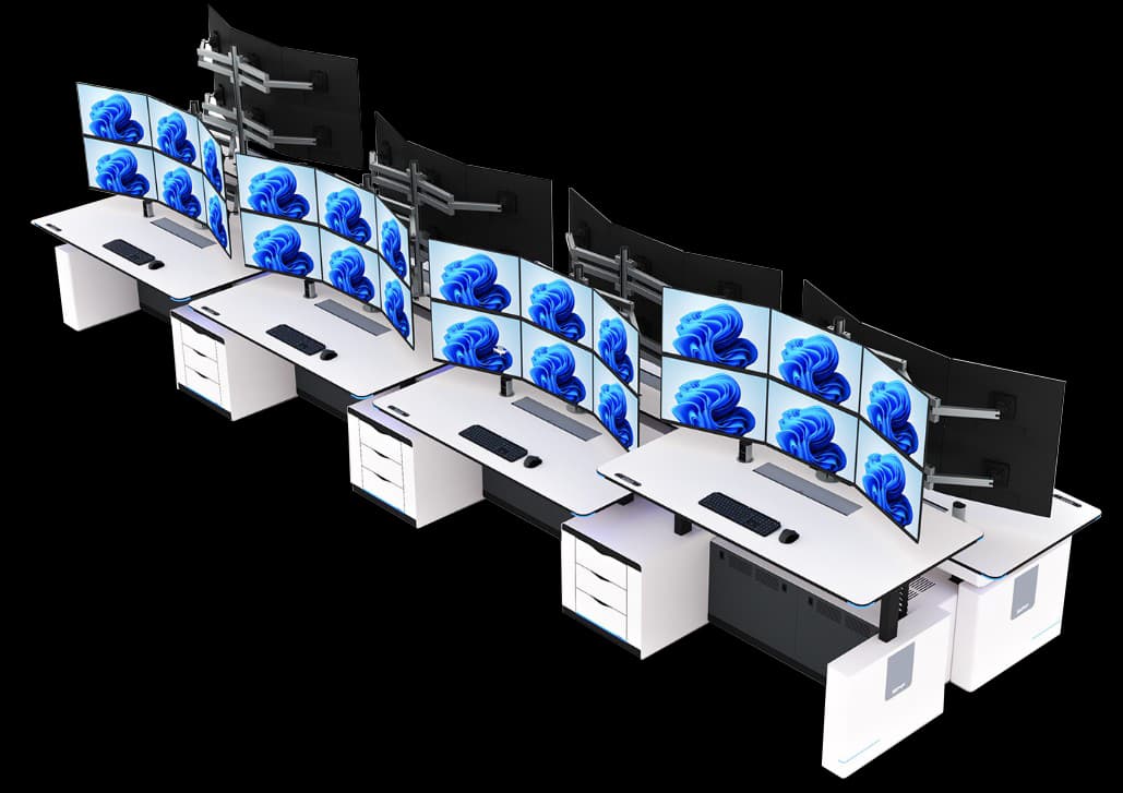 Elite TRADE multi-monitor trading configuration on black