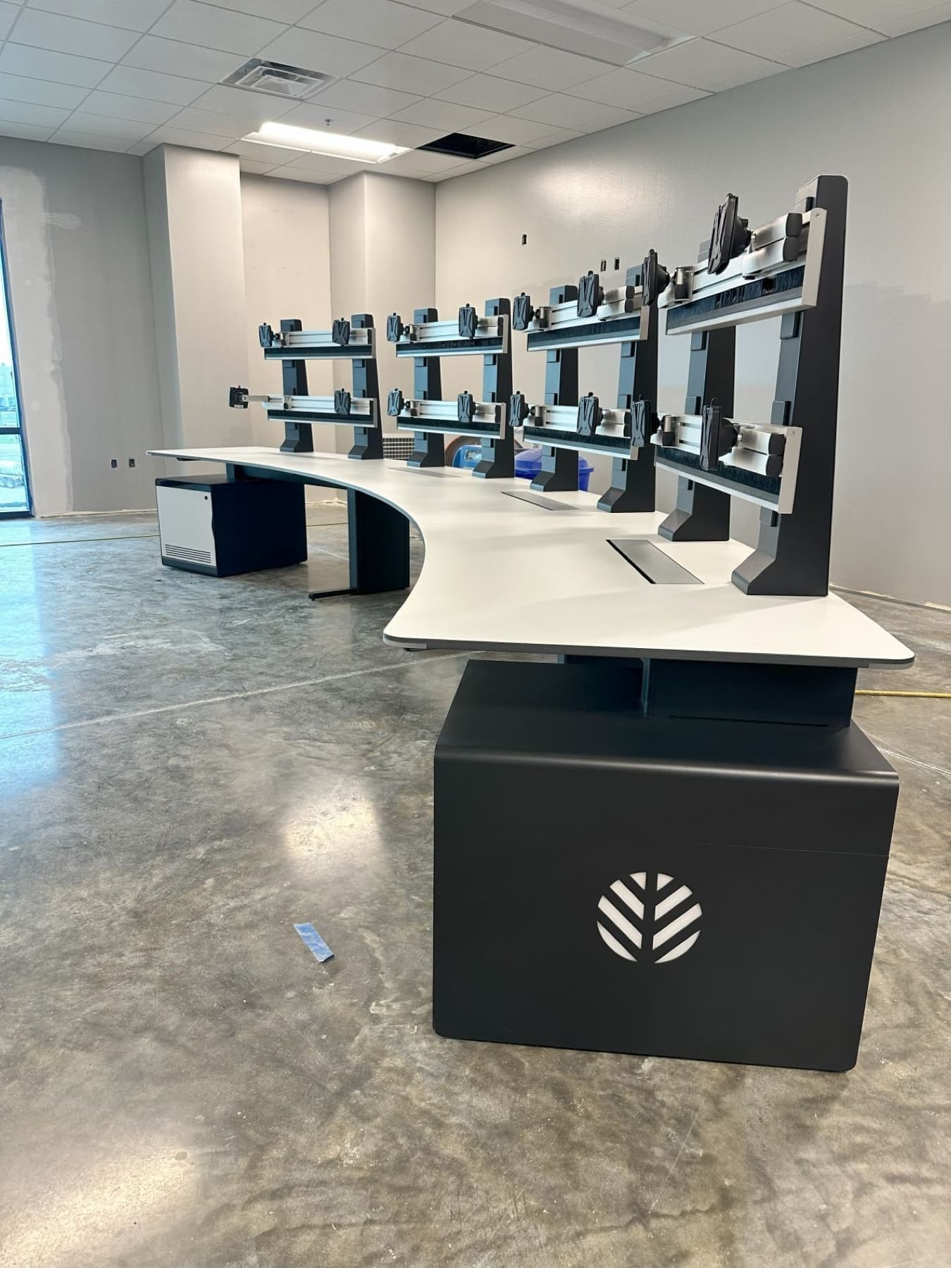 Elite Slatwall console — multi-position install in a Fountainhead-delivered control room