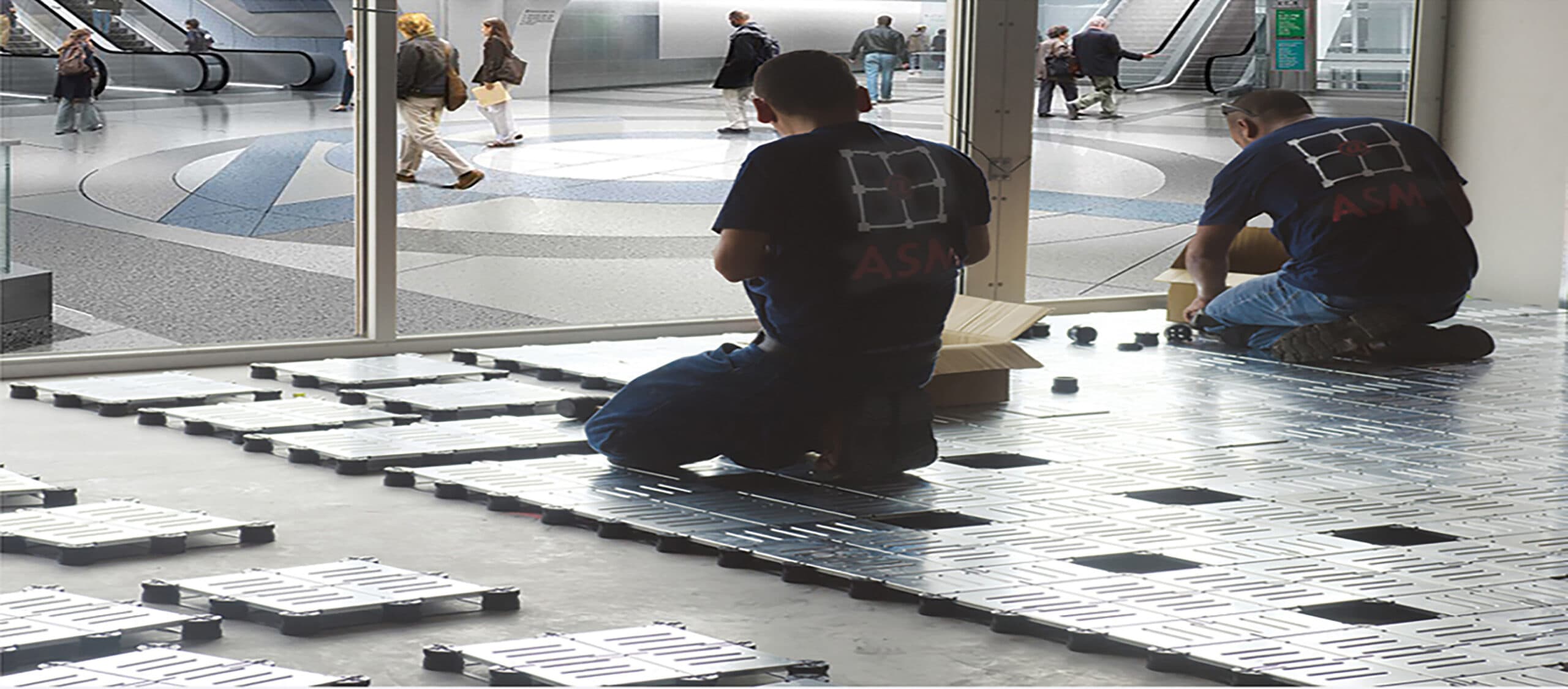 ASM Quick2Connect raised flooring installed in a network operations environment