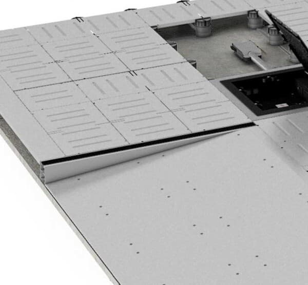 Low-profile raised access floor system with integrated cable management