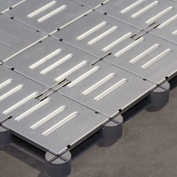 Raised access floor tile detail with cable routing channels