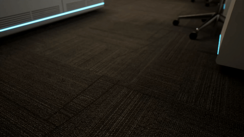 FCReality flooring material selection — hardwood, carpet, and tile swapped in real time